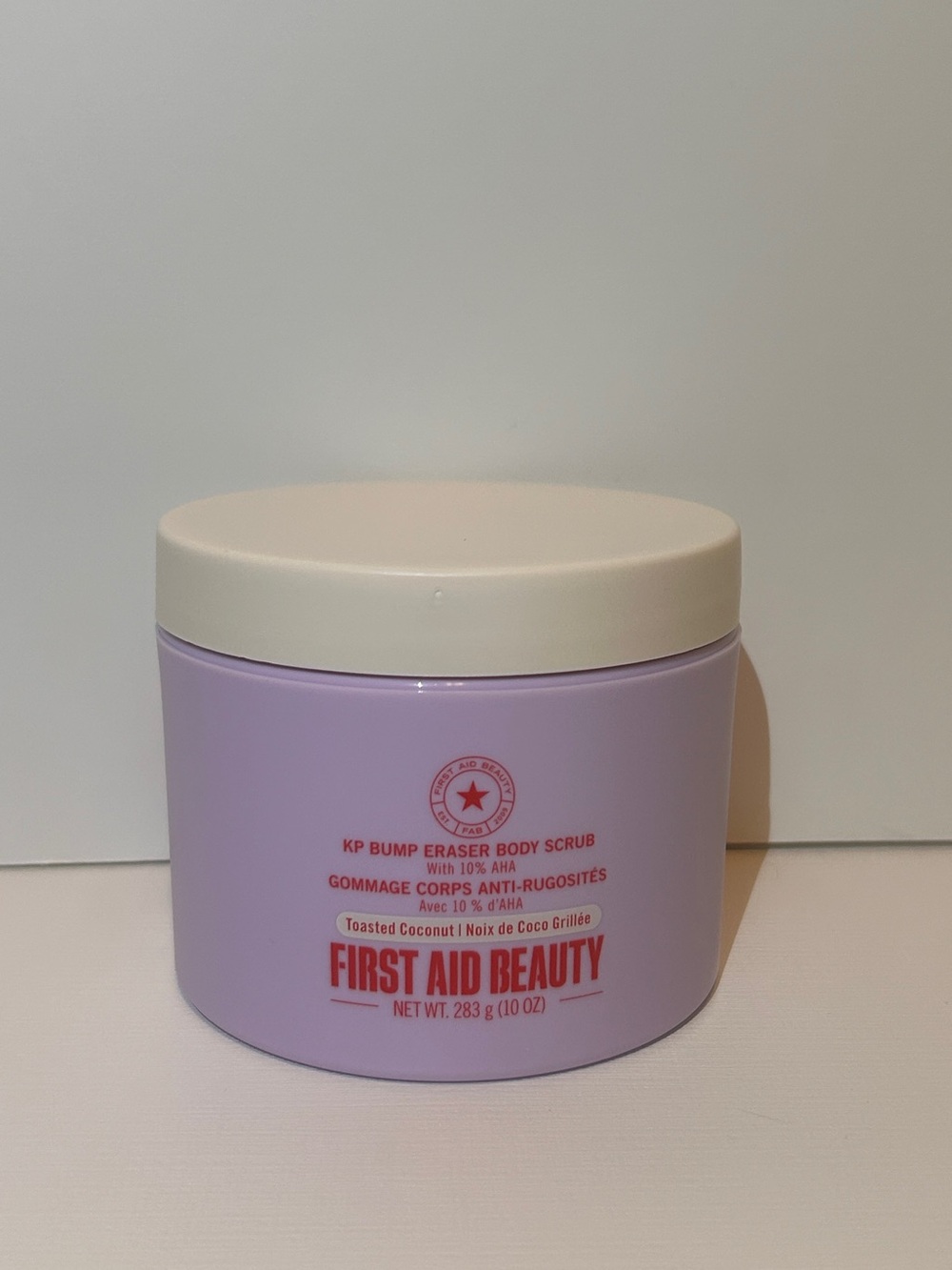 First Aid Beauty Lavender Body Scrub Jar with Cream Lid